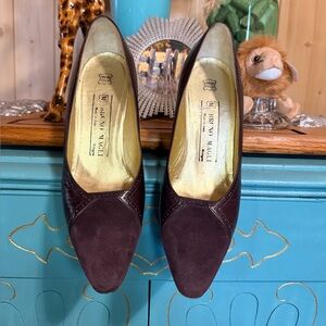Bruno Magli Dark Purple Suede and Leather Heels